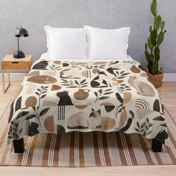 Item preview, Abstract Scandinavian Cat Silhouettes Floral Cat Design designed and sold by Aramdesing.