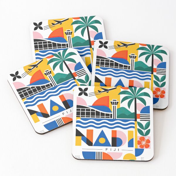 Item preview, Colorful geometric travel poster featuring Fiji-inspired tropica designed and sold by ckybe.