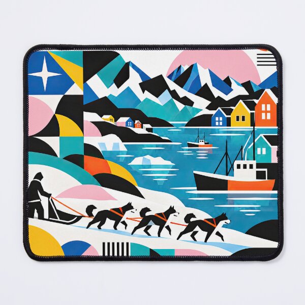 Item preview, Colorful geometric Greenland travel poster featuring mountains, designed and sold by ckybe.