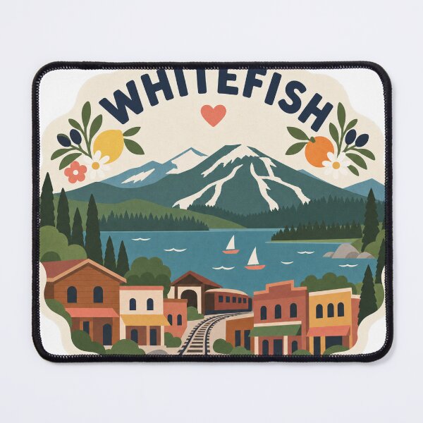 Item preview, Whitefish USA Travel Souvenir Modern Folk Art designed and sold by VisualArtsOasis.
