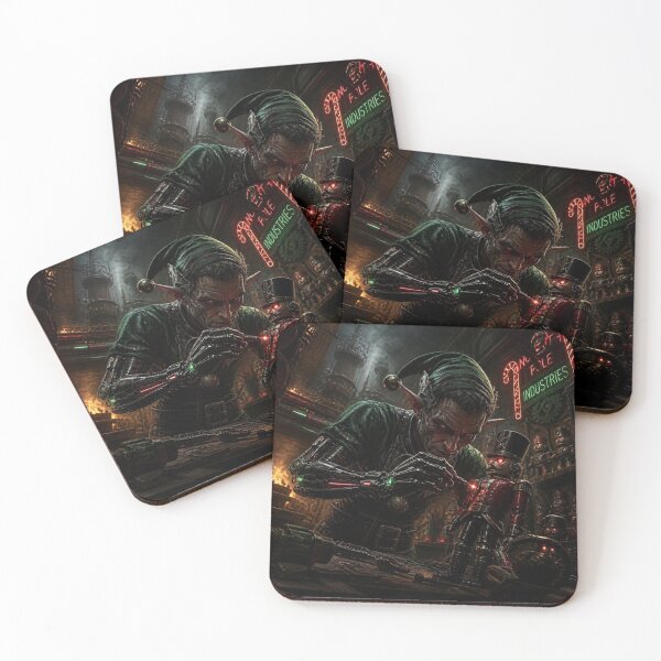 Item preview, Cyberpunk Elf Toymaker Dystopian Holiday Workshop Art designed and sold by LazyDayzCo.