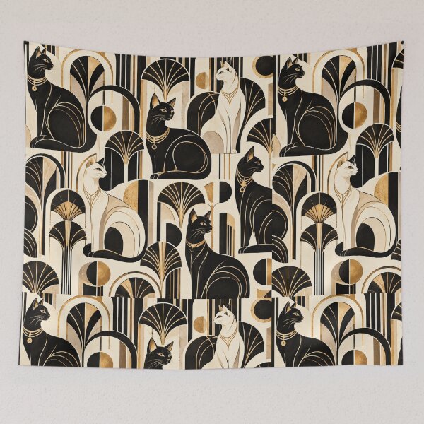 Item preview, Abstract Scandinavian Cat Silhouettes Floral Cat Design designed and sold by Aramdesing.