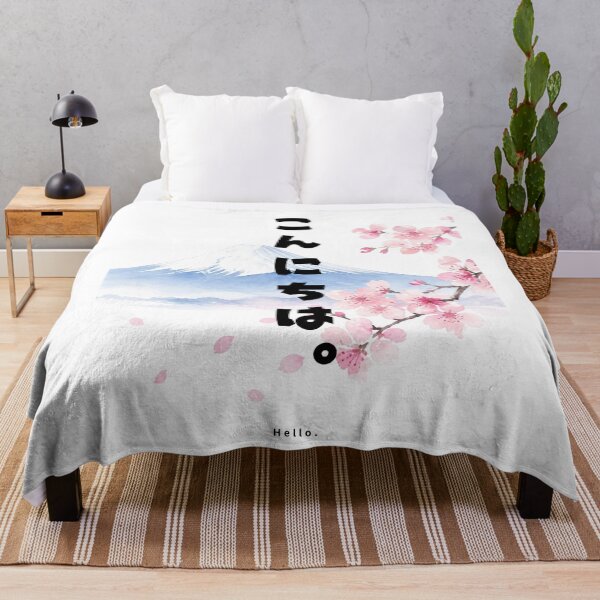 Item preview, Konnichiwa - Hello | Mount Fuji & Cherry Blossom | Japanese Design designed and sold by JapanMemoir.