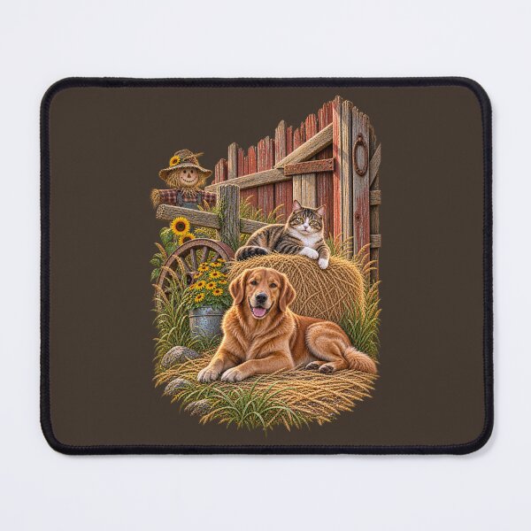 Item preview, Golden Retriever and Cat Rustic Farm Friends designed and sold by BROHLine Studio.
