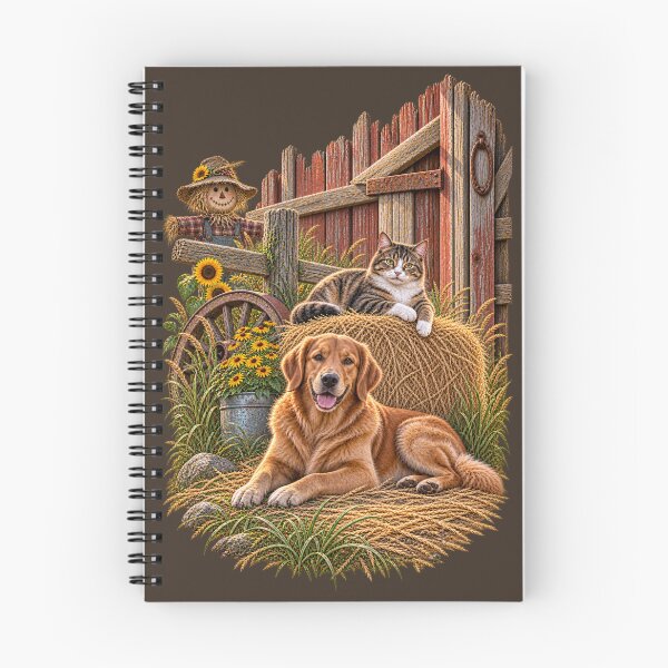 Item preview, Golden Retriever and Cat Rustic Farm Friends designed and sold by BROHLine Studio.