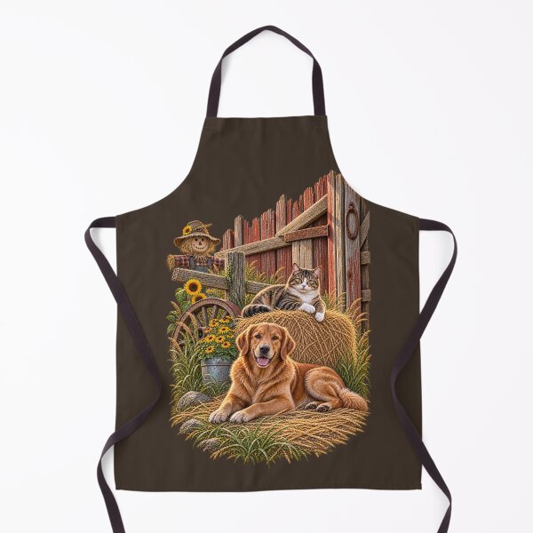 Item preview, Golden Retriever and Cat Rustic Farm Friends designed and sold by BROHLine Studio.
