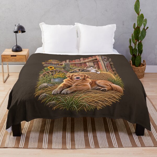 Item preview, Golden Retriever and Cat Rustic Farm Friends designed and sold by BROHLine Studio.