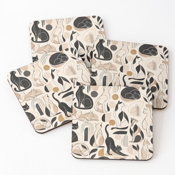 Item preview, Abstract Scandinavian Cat Silhouettes Floral Cat Design designed and sold by Aramdesing.