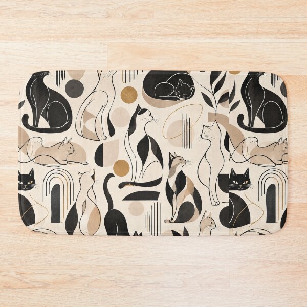 Item preview, Abstract Scandinavian Cat Silhouettes Floral Cat Design designed and sold by Aramdesing.