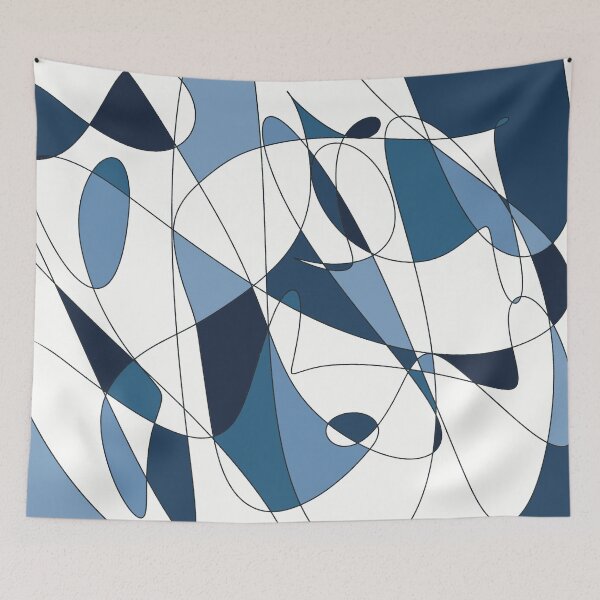 Item preview, Vibrant Blue Abstract Scribble Line Art No. 52 designed and sold by iampaulmorris.