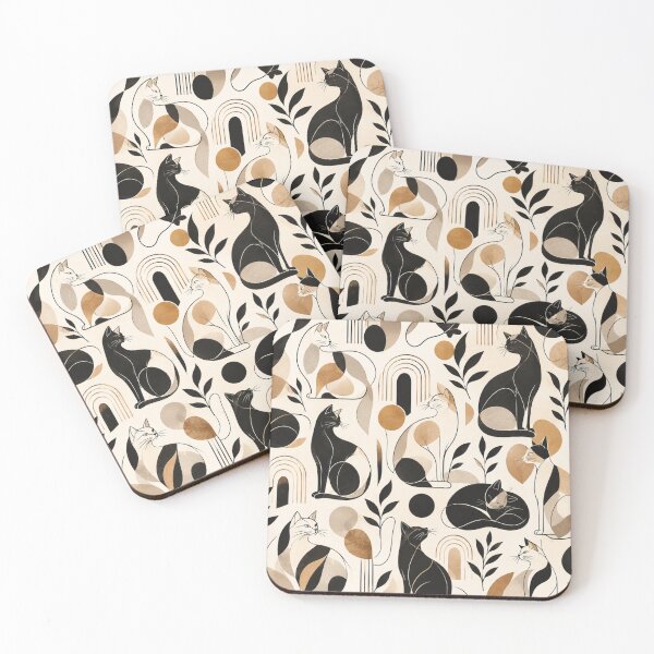 Item preview, Abstract Scandinavian Cat Silhouettes Floral Cat Design designed and sold by Aramdesing.