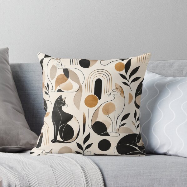 Item preview, Abstract Scandinavian Cat Silhouettes Floral Cat Design designed and sold by Aramdesing.