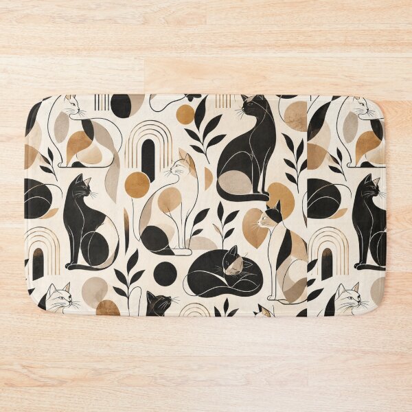 Item preview, Abstract Scandinavian Cat Silhouettes Floral Cat Design designed and sold by Aramdesing.