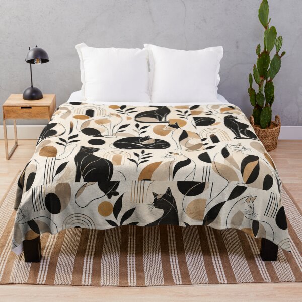Item preview, Abstract Scandinavian Cat Silhouettes Floral Cat Design designed and sold by Aramdesing.