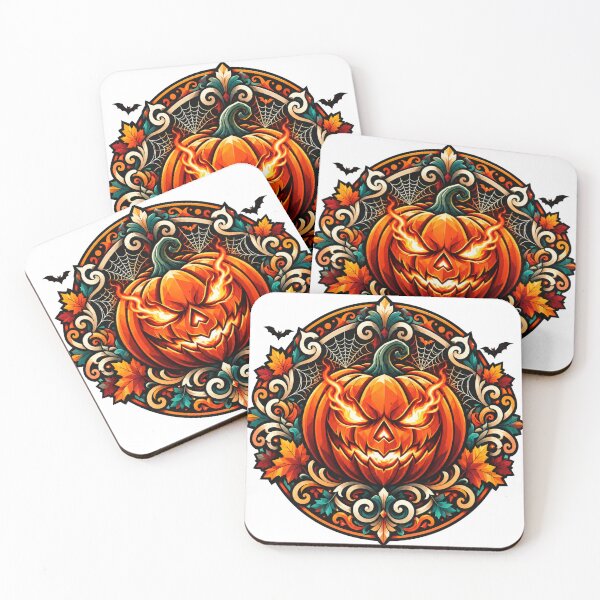 Item preview, Luminous Halloween pumpkin in Art Nouveau emblem designed and sold by JVFotoArt.