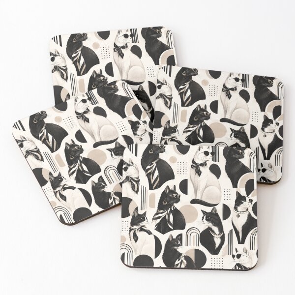 Item preview, Abstract Scandinavian Cat Silhouettes Floral Cat Design designed and sold by Aramdesing.