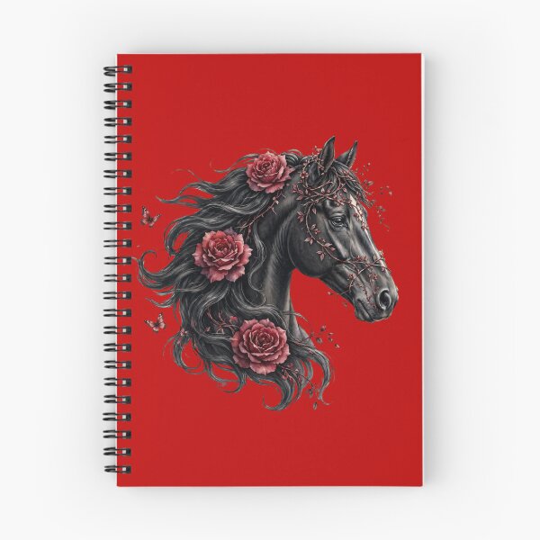Item preview, Black Horse Red Roses Gothic Floral Fantasy Equestrian Art designed and sold by Vibe-Vary.