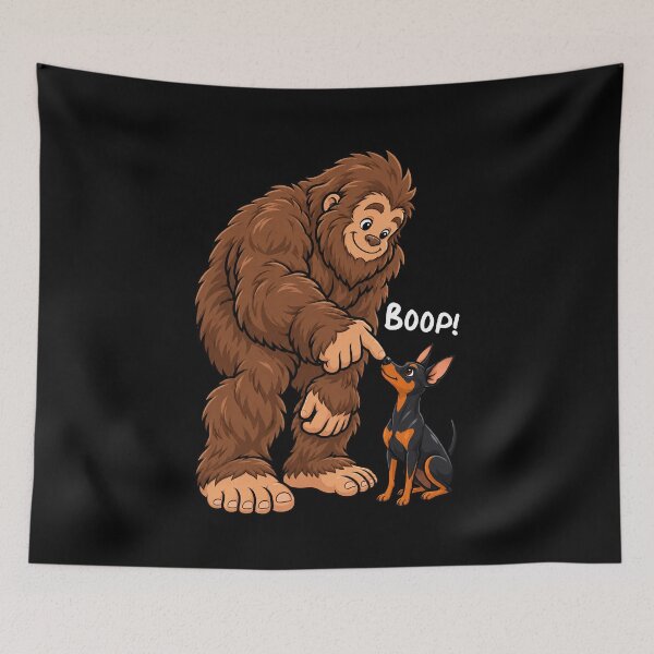 Item preview, Bigfoot and Miniature Pinscher Boop Fun Design Sasquatch designed and sold by rafaeltto.