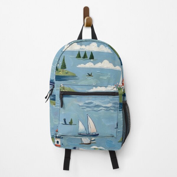 Item preview, Oil Painted Coastal Lighthouse and Sailboats designed and sold by ShivCraftStudio.