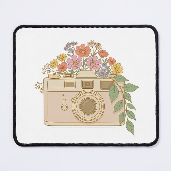 Item preview, Vintage Film Camera with Wildflowers Floral Art designed and sold by ArtifactVerse.