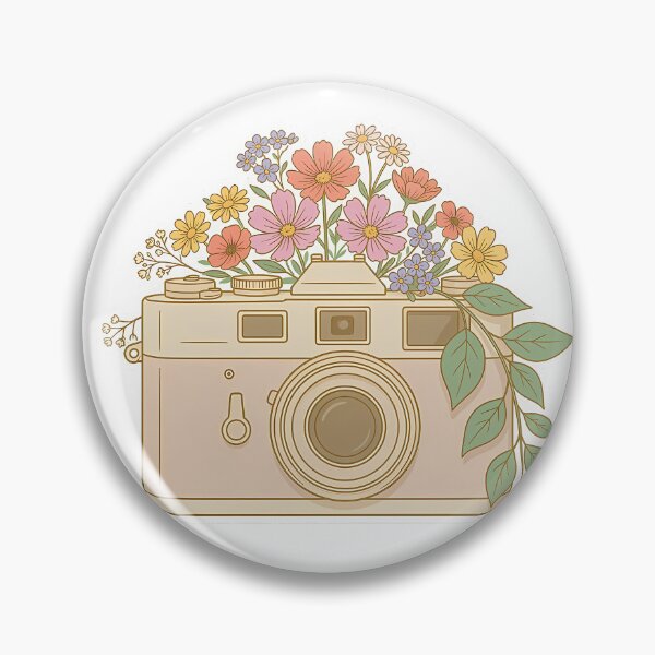 Item preview, Vintage Film Camera with Wildflowers Floral Art designed and sold by ArtifactVerse.