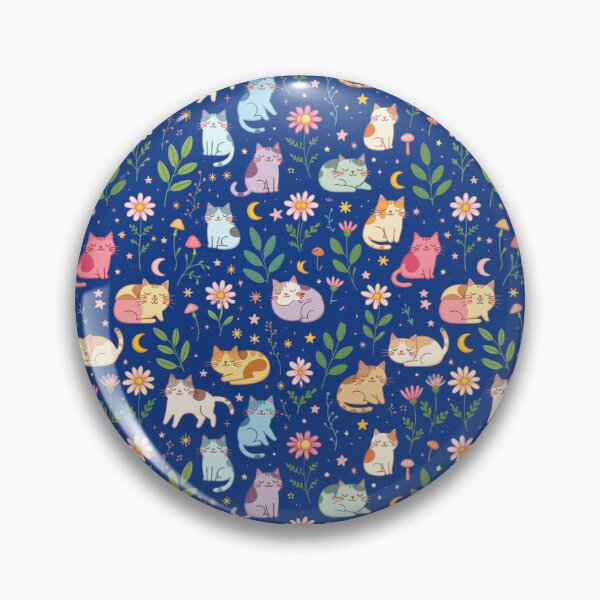 Item preview, Cute Kawaii Cats and Wildflowers Pattern – Pastel Whimsical Cat Garden designed and sold by Mousy17.