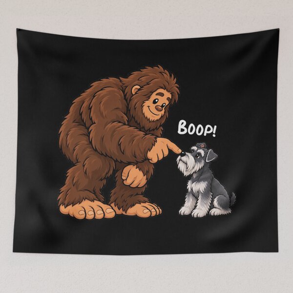 Item preview, Bigfoot and Miniature Schnauzer Boop Fun Design Sasquatch designed and sold by rafaeltto.
