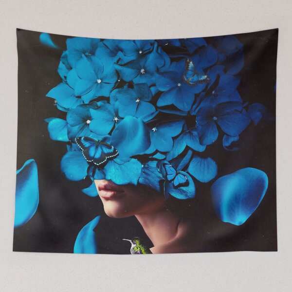 Item preview, The Midnight Bloom Eclipse: Surreal Blue Floral Art Print  designed and sold by seamless.