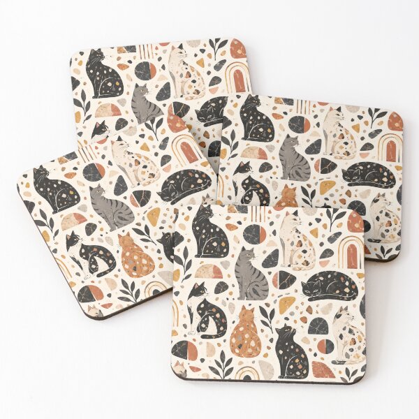 Item preview, Abstract Scandinavian Cat Silhouettes Floral Cat Design designed and sold by Aramdesing.