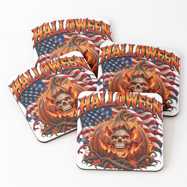 Item preview, Calabaza de Halloween con forma de calavera y la bandera de Estados Unidos designed and sold by JVFotoArt.