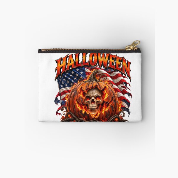 Item preview, Halloween pumpkin skull with USA flag designed and sold by JVFotoArt.