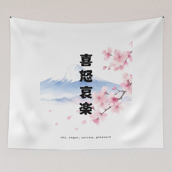 Item preview, Kidoairaku - Joy Anger Sorrow Pleasure | Mount Fuji & Cherry Blossom | Japanese Design designed and sold by JapanMemoir.