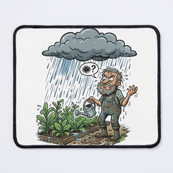 Item preview, Funny Rain Right After Watering Garden Comic Art Drenched Gardener designed and sold by mood-draftsman.