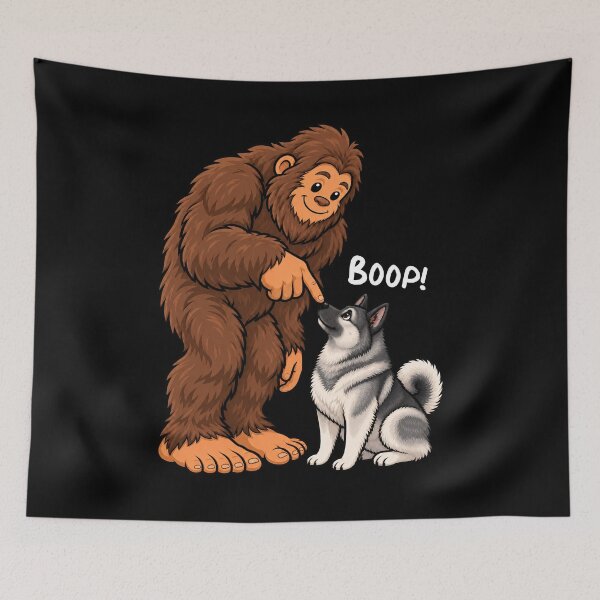 Item preview, Bigfoot and Norwegian Elkhound Boop Fun Design Sasquatch designed and sold by rafaeltto.