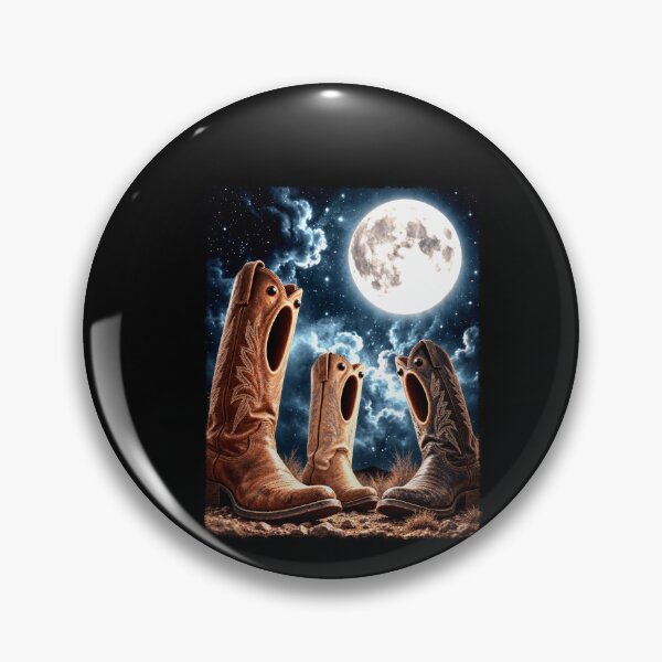 Item preview, Surreal Cowboy Boots Howling Under a Full Moon designed and sold by elderberry.
