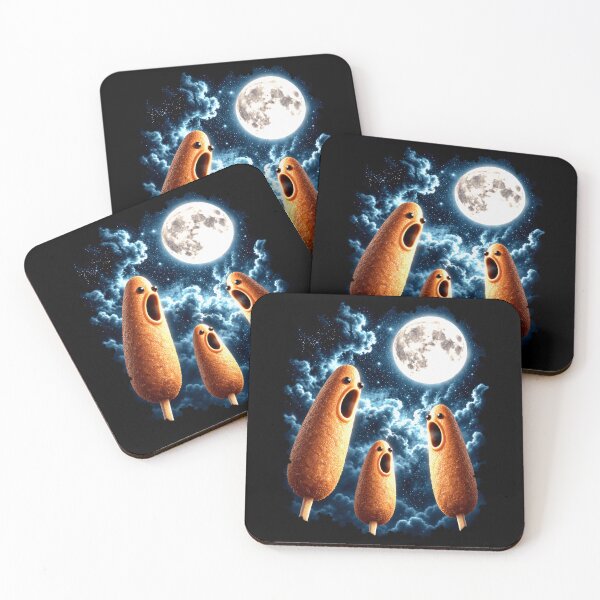 Item preview, Surreal Corn Dogs Howling Under a Full Moon designed and sold by elderberry.