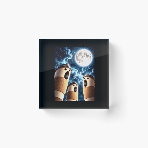 Item preview, Surreal Coffee Cups Howling Under a Full Moon designed and sold by elderberry.
