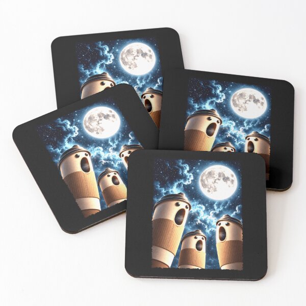 Item preview, Surreal Coffee Cups Howling Under a Full Moon designed and sold by elderberry.