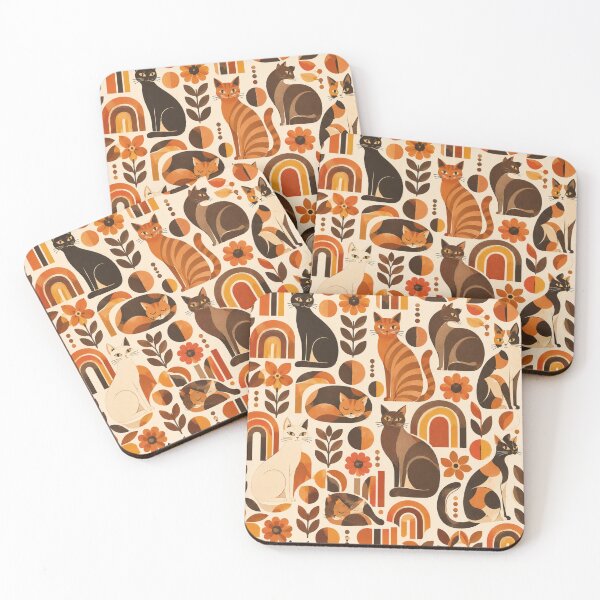 Item preview, Abstract Scandinavian Cat Silhouettes Floral Cat Design designed and sold by Aramdesing.