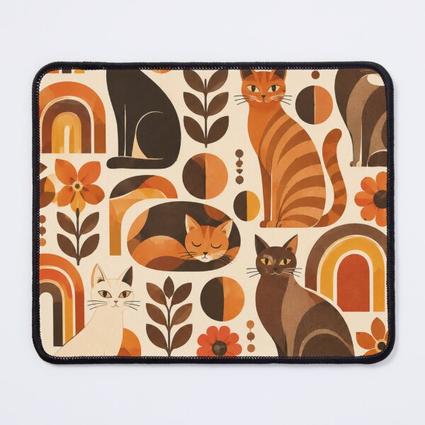 Item preview, Abstract Scandinavian Cat Silhouettes Floral Cat Design designed and sold by Aramdesing.