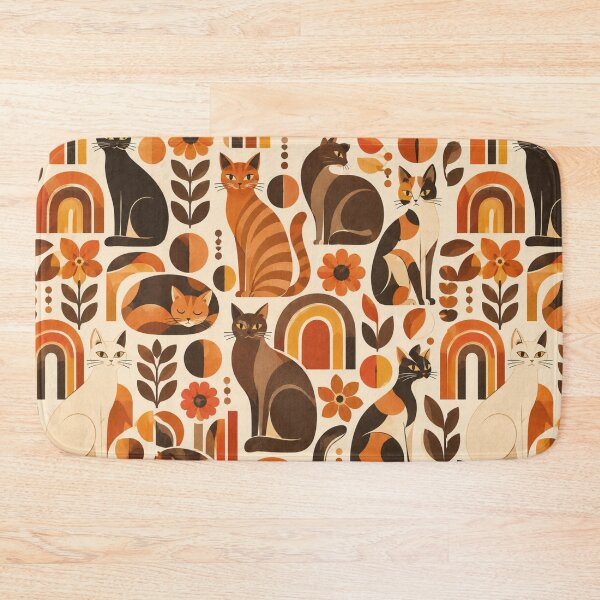 Item preview, Abstract Scandinavian Cat Silhouettes Floral Cat Design designed and sold by Aramdesing.