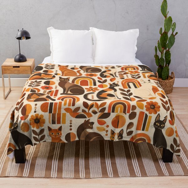 Item preview, Abstract Scandinavian Cat Silhouettes Floral Cat Design designed and sold by Aramdesing.