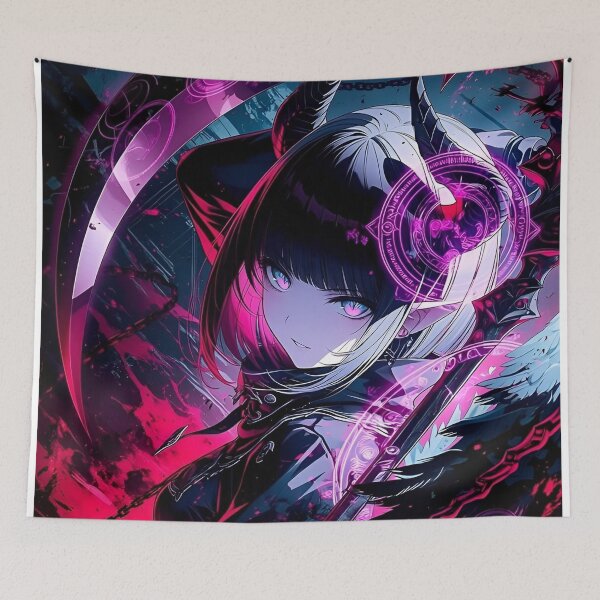 Item preview, Original Demon Horn Warrior Neon Fantasy Anime Art designed and sold by Dyan4.