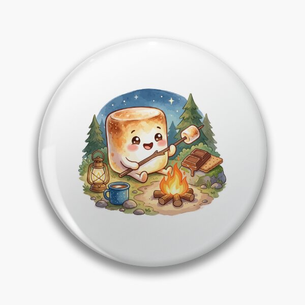 Item preview, Cute Camping Marshmallow Roasting by Campfire Smores Art designed and sold by Mellow Doodle Co..