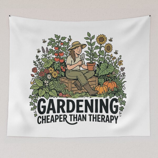 Item preview, Gardening Cheaper Than Therapy Cottagecore Plant Mom Art designed and sold by mood-draftsman.