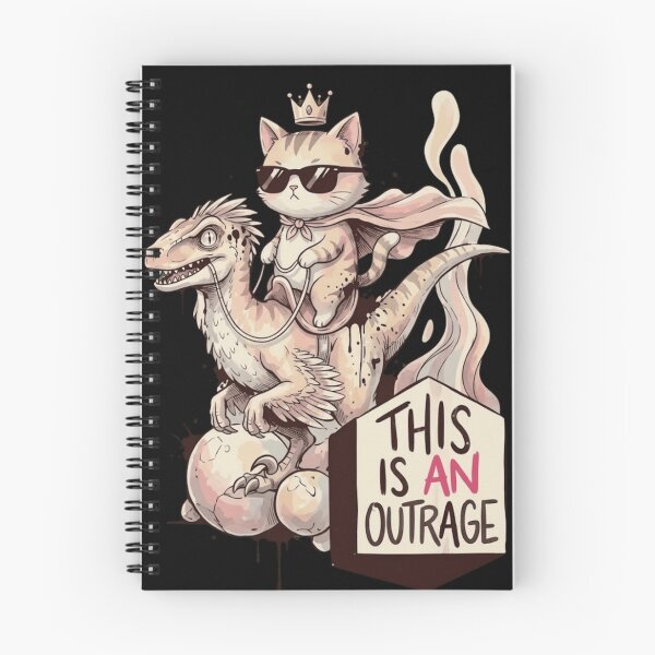 Item preview, This Is An Outrage Cat Riding Dinosaur Raptor Cute Funny designed and sold by haitrieuic96.
