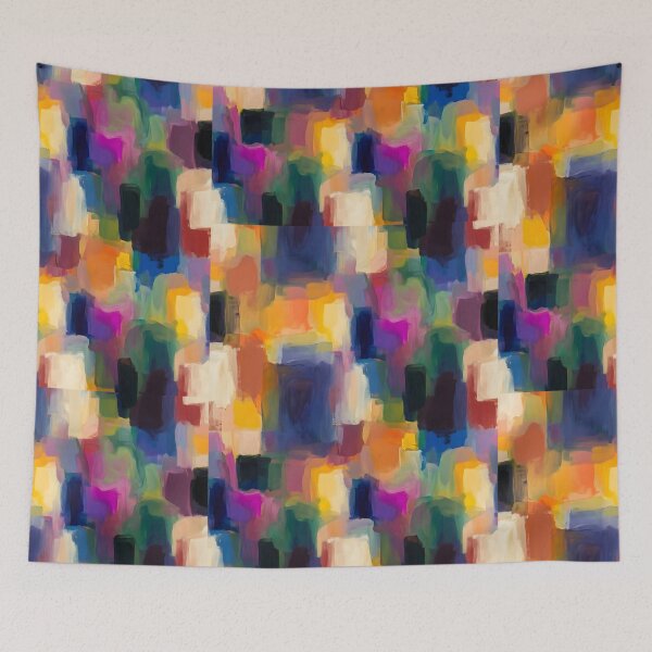 Item preview, Seamless Abstract Color Field Canvas Print | Expressive Painterly Block Wall Art | Modernist Seamless Mosaic Poster | Vibrant Color Block Fabric Pattern Print designed and sold by SergioMiklos.