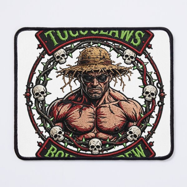 Item preview, Bouncer Crew Muscular Straw Hat Enforcer | Biker Patch Graphic designed and sold by TOCOCLAWS.