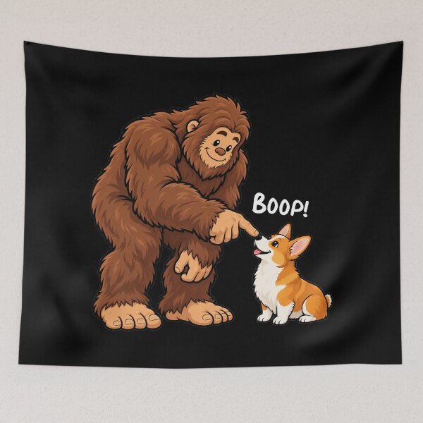 Item preview, Bigfoot and Pembroke Welsh Corgi Boop Fun Design Sasquatch designed and sold by rafaeltto.