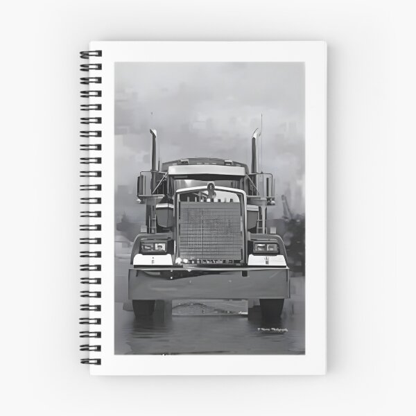 Item preview, Kenworth Truck Front View Black and White Illustration Design designed and sold by matrixyt.